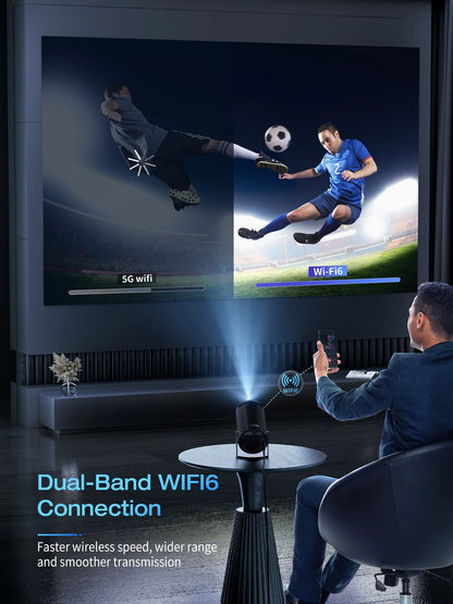 4K 1080P Mini Smart Projector for Movie Projection, Compatible with Phones - Black