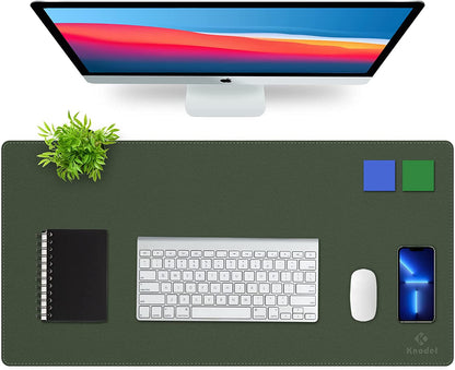 Large Sewing Leather Desk Mat, Desk Pad (Dark Green, 31.5"X15.7") | Mouse and Keyboard Pad, PVC Computer and Laptop Mat, Desktop Protector and Cover, Writing Pad and Blotter for Home Office