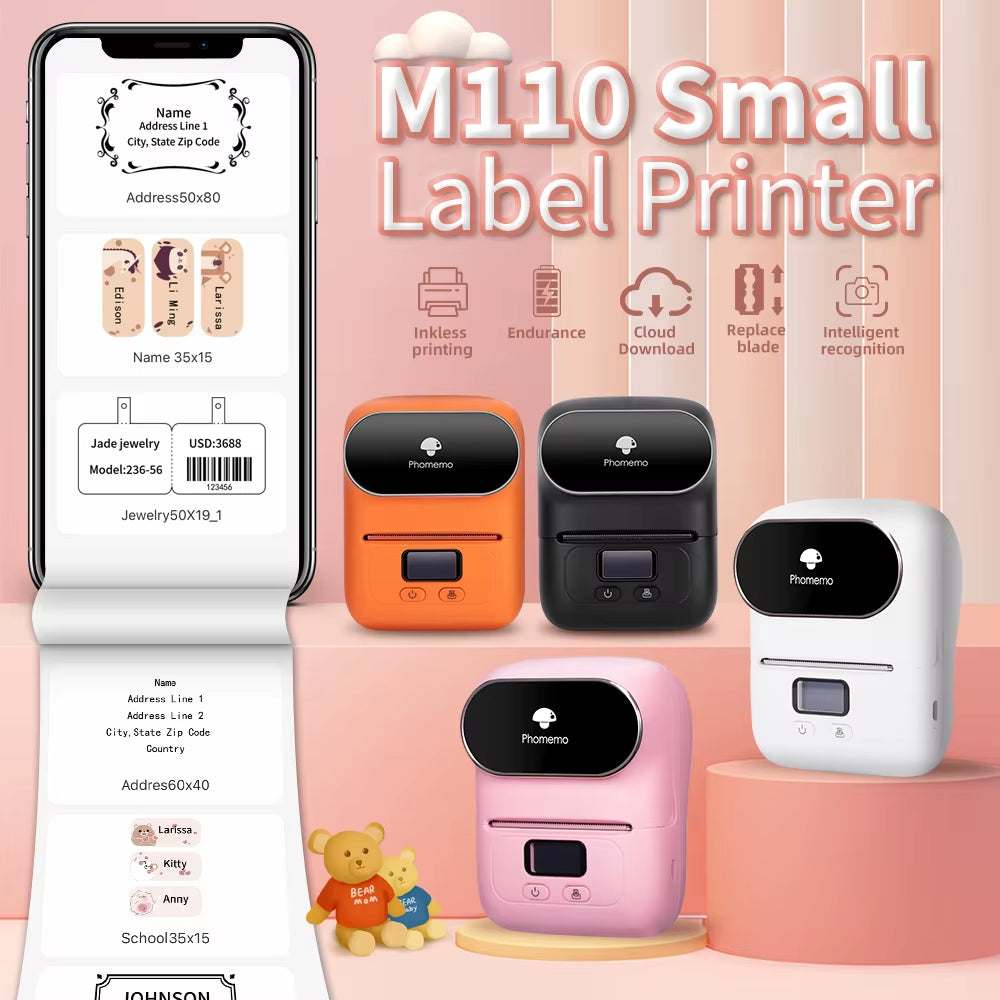 Phomemo M110 Mini Portable Thermal Label Printer - Self-Adhesive Sticker and Price Tag Printer