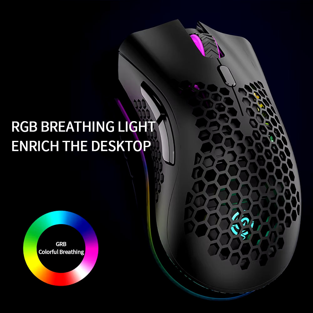 BM600 Wireless Luminescent Mouse - Ergonomic Rechargeable Lightweight Design for Desktop and Laptop Gaming E-Sports