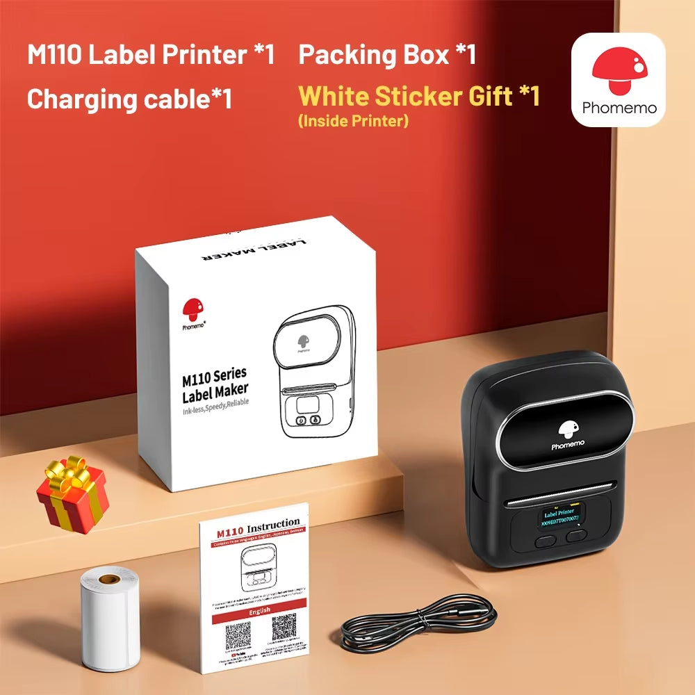Phomemo M110 Mini Portable Thermal Label Printer - Self-Adhesive Sticker and Price Tag Printer