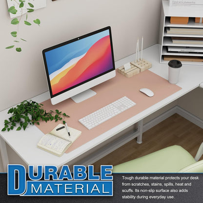 Large Office Desk Mat, Leather Mouse Pad (31.5"X15.7", Pink) | Desk Pad, Keyboard Pad, Computer and Laptop Mat, Desktop Protector and Cover, Writing Pad and Blotter for Home Office