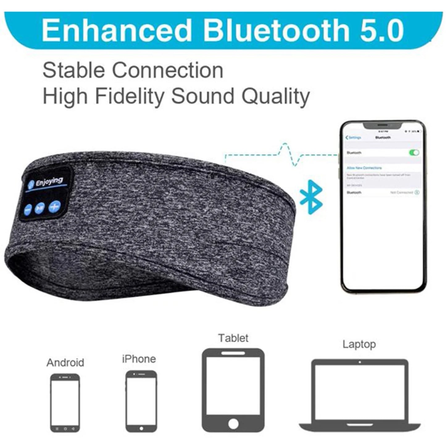Wireless Bluetooth Sleep Headphones with Built-In Speakers for Sports, Running, and Yoga