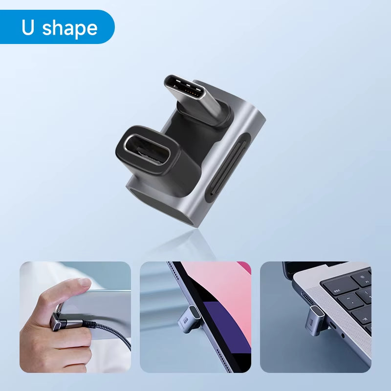 240W USB-C to USB-C Adapter, 40Gbps, 8K 60Hz, 90-Degree Converter, USB4 Adapter for Thunderbolt 4/3, Compatible with MacBook and iPhone 17 Pro Tablets