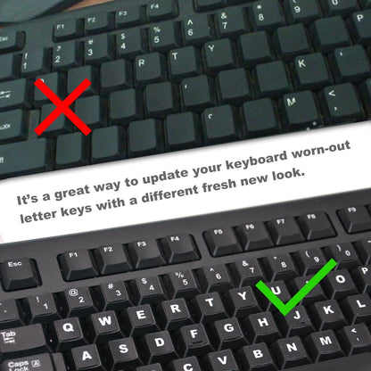 2PCS Universal English Keyboard Stickers, Matte Replacement English Keyboard Stickers with White Font on Black Background for Laptops and Desktops, Keyboard Alphabet Stickers | Replacement English Keyboard Stickers with White Font on Black Background