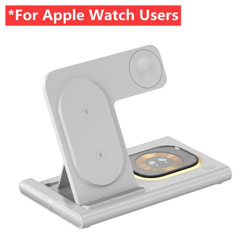 3-in-1 30W Foldable Fast Charging Dock Station for iPhone 15/14/13/12 Pro Max, Apple Watch Series 8/7/6, and AirPods - Wireless Charger