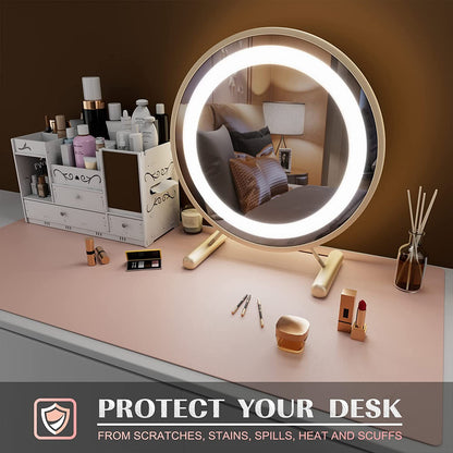 Large Office Desk Mat, Leather Mouse Pad (31.5"X15.7", Pink) | Desk Pad, Keyboard Pad, Computer and Laptop Mat, Desktop Protector and Cover, Writing Pad and Blotter for Home Office