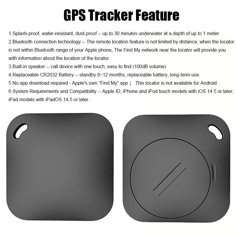 Smart Bluetooth GPS Tracker Compatible with Apple Find My App - MFI Certified Anti-Lost Reminder Device for Keys, Pets, and Children