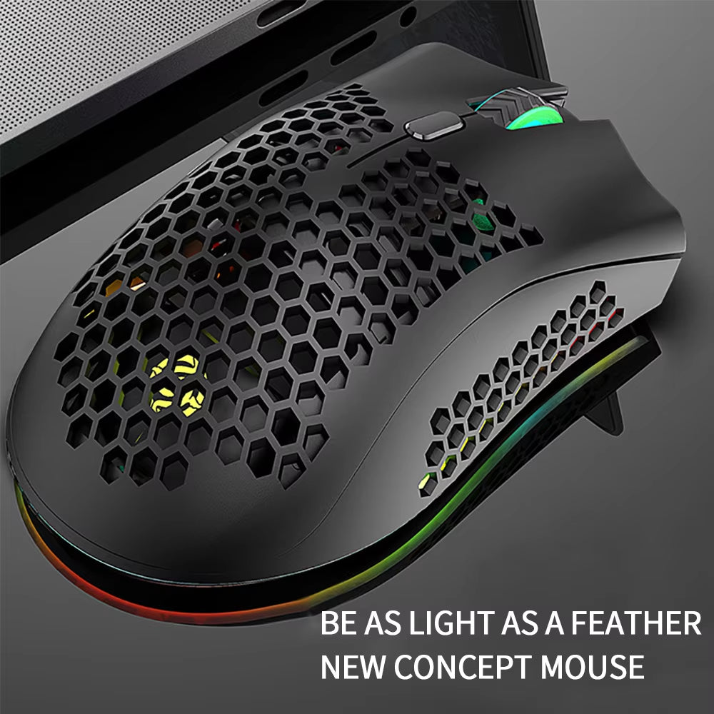 BM600 Wireless Luminescent Mouse - Ergonomic Rechargeable Lightweight Design for Desktop and Laptop Gaming E-Sports