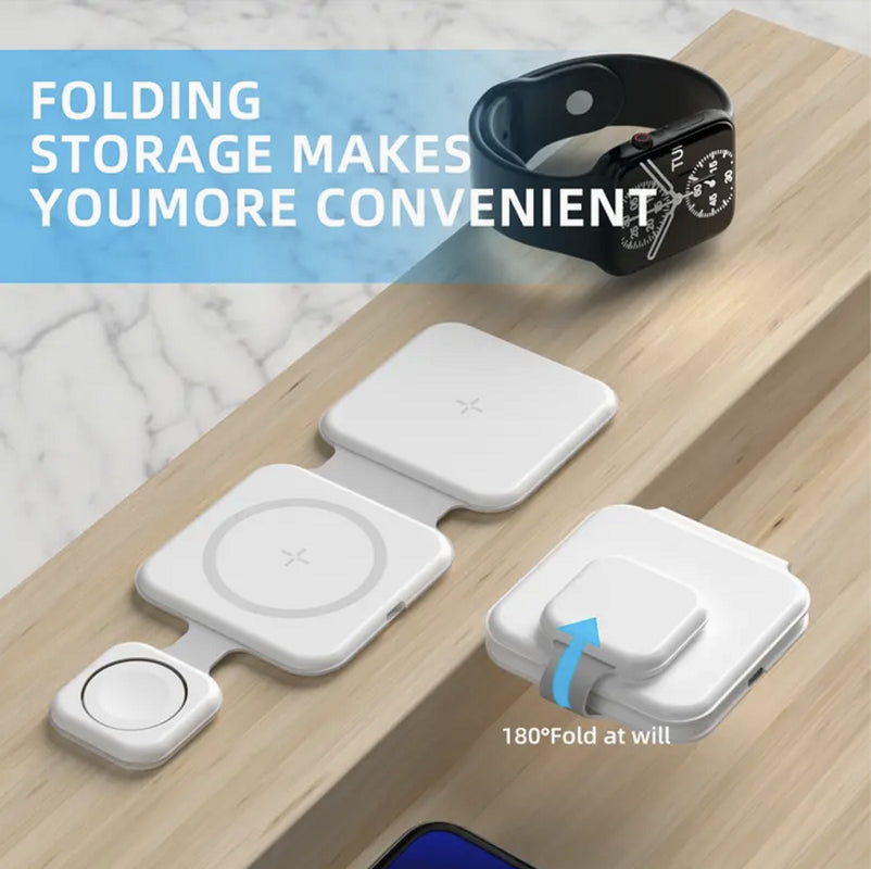 3-in-1 Magnetic Foldable Wireless Charging Station for Multiple Devices