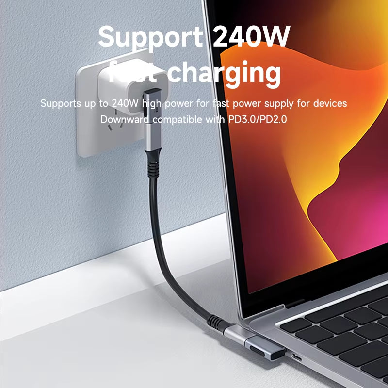 240W USB-C to USB-C Adapter, 40Gbps, 8K 60Hz, 90-Degree Converter, USB4 Adapter for Thunderbolt 4/3, Compatible with MacBook and iPhone 17 Pro Tablets