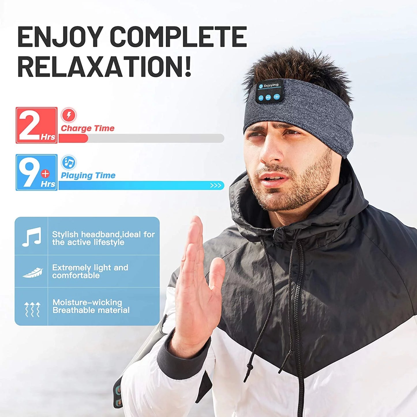 Wireless Bluetooth Sleep Headphones with Built-In Speakers for Sports, Running, and Yoga