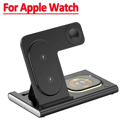 3-in-1 30W Foldable Fast Charging Dock Station for iPhone 15/14/13/12 Pro Max, Apple Watch Series 8/7/6, and AirPods - Wireless Charger
