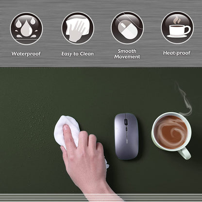 Large Sewing Leather Desk Mat, Desk Pad (Dark Green, 31.5"X15.7") | Mouse and Keyboard Pad, PVC Computer and Laptop Mat, Desktop Protector and Cover, Writing Pad and Blotter for Home Office