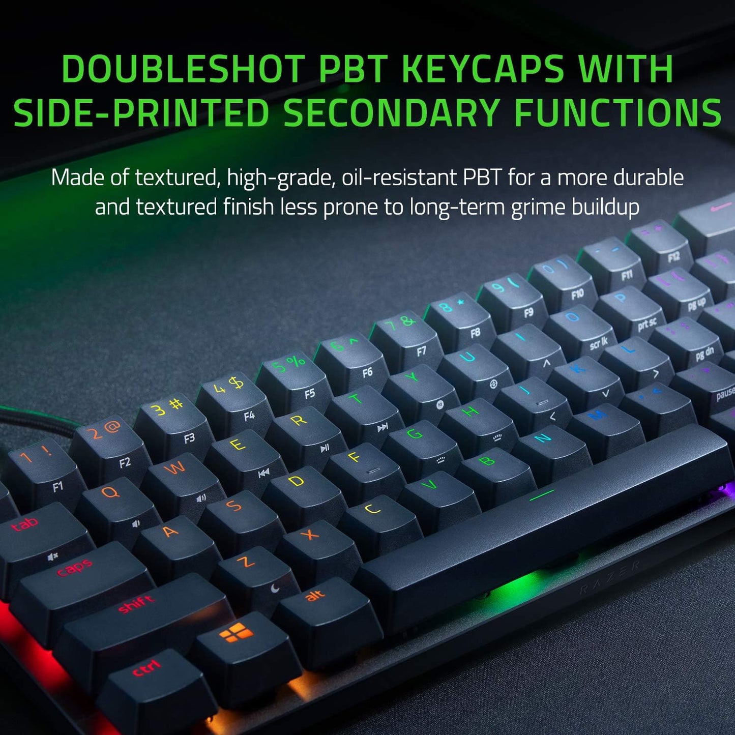 Razer Huntsman Mini 60% Gaming Keyboard: Linear Optical Switches - Aluminum Top Frame - Chroma RGB Lighting - PBT Keycaps - Onboard Memory - Snap Tap - Black