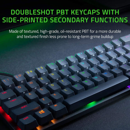 Razer Huntsman Mini 60% Gaming Keyboard: Linear Optical Switches - Aluminum Top Frame - Chroma RGB Lighting - PBT Keycaps - Onboard Memory - Snap Tap - Black