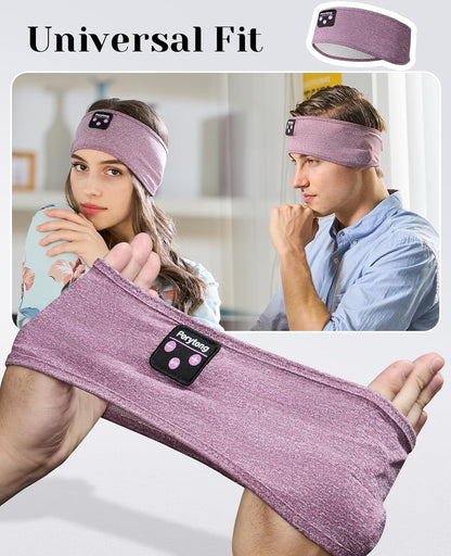 Wireless Sleep Headphones - Bluetooth Sports Headband with Ultra-Thin HD Stereo Speakers for Sleep, Exercise, Yoga, Travel, and Meditation (Purple)