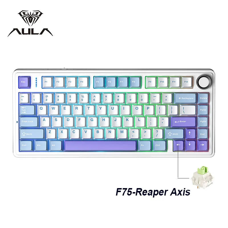 AULA Mechanical Keyboard F75 2.4GWireless/Bluetooth/Wired Gaming Mechanical Keyboard Can Freely Switch Between Game/Office Modes