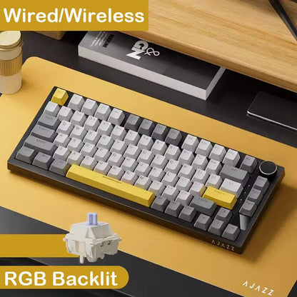 AJAZZ AK820 Pro Wired&Wireless Mechanical Gaming Keyboard Tri-Mode RGB Backlit Hot-Swappable Switches,70% Compact Layout,PC/Mac