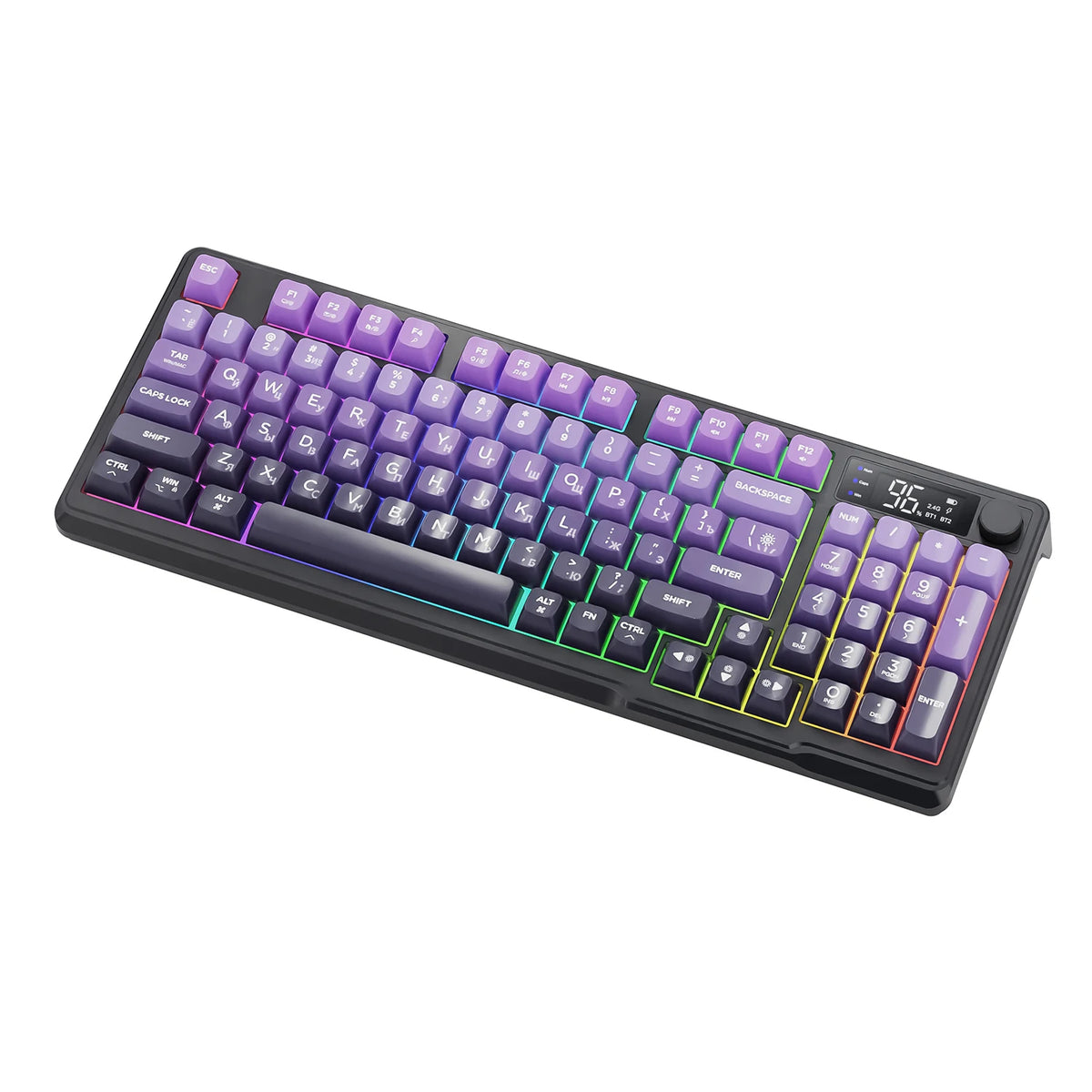 M96 FREEWOLF Multi-Device Gaming Keyboard 2000mAh BatteryErgonomic Colored Light Compatible for Windows/Mac