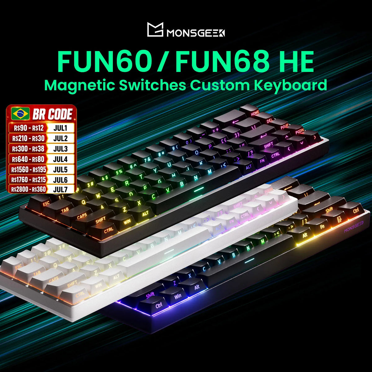 Akko MonsGeek FUN68 FUN60 PRO&MAX  HE Magnetic Keyboard 60% 65% Gaming Keyboards Rapid Trigger 8K Custom Keyboard Gamer Esports