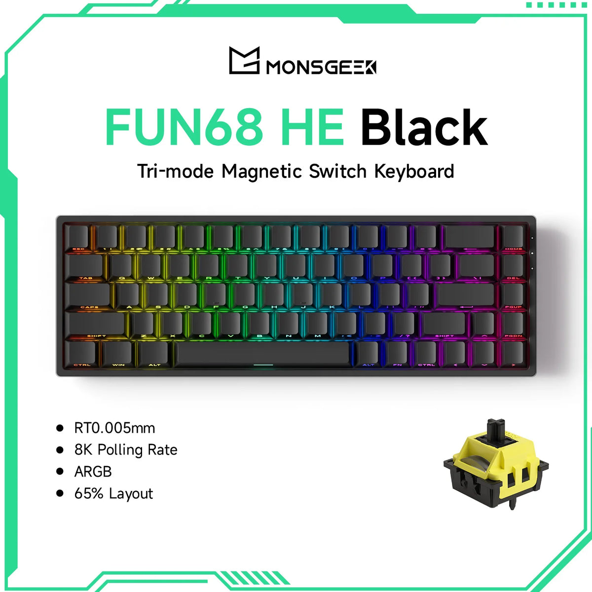 Akko MonsGeek FUN68 FUN60 PRO&MAX  HE Magnetic Keyboard 60% 65% Gaming Keyboards Rapid Trigger 8K Custom Keyboard Gamer Esports