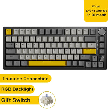 AJAZZ AK820/Pro Wireless Mechanical Keyboard Bluetooth 5.1 2.4G USB-C Wired Hot Swappable RGB Gaming Keyboard Gasket Mount with