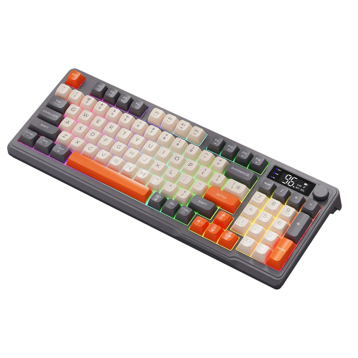 M96 FREEWOLF Multi-Device Gaming Keyboard 2000mAh BatteryErgonomic Colored Light Compatible for Windows/Mac