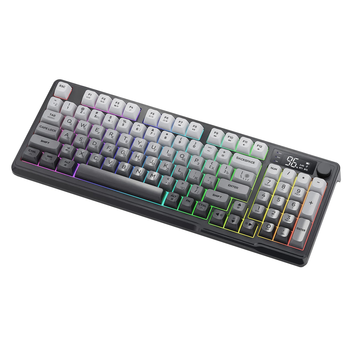 M96 FREEWOLF Multi-Device Gaming Keyboard 2000mAh BatteryErgonomic Colored Light Compatible for Windows/Mac