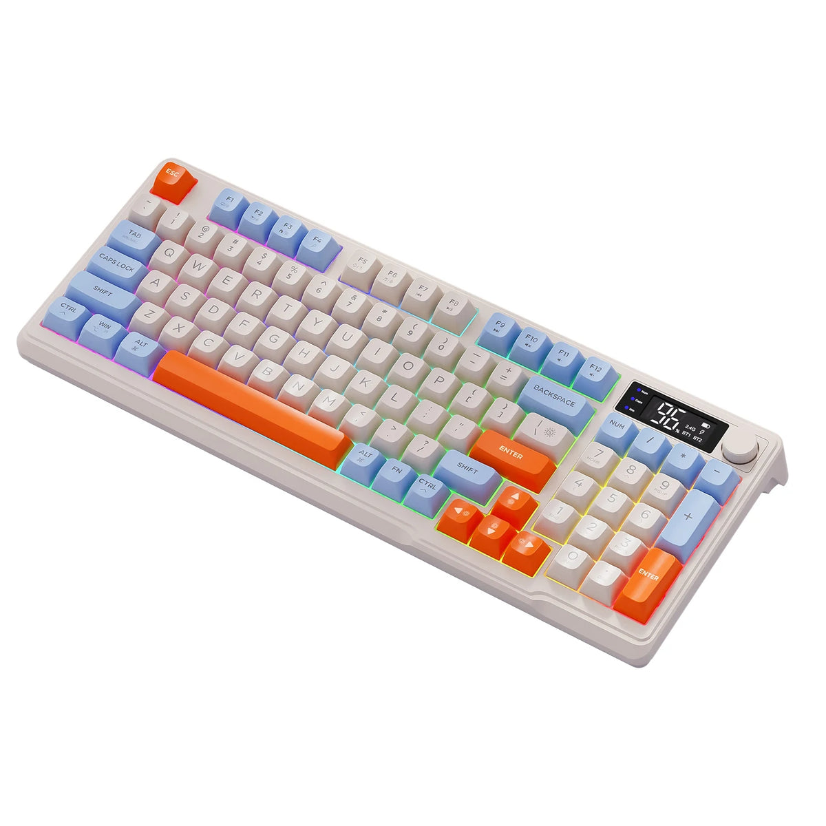 M96 FREEWOLF Multi-Device Gaming Keyboard 2000mAh BatteryErgonomic Colored Light Compatible for Windows/Mac