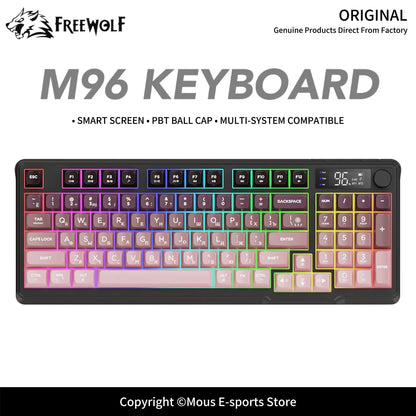 M96 FREEWOLF Multi-Device Gaming Keyboard 2000mAh BatteryErgonomic Colored Light Compatible for Windows/Mac