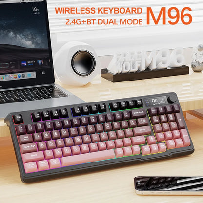 M96 FREEWOLF Multi-Device Gaming Keyboard 2000mAh BatteryErgonomic Colored Light Compatible for Windows/Mac