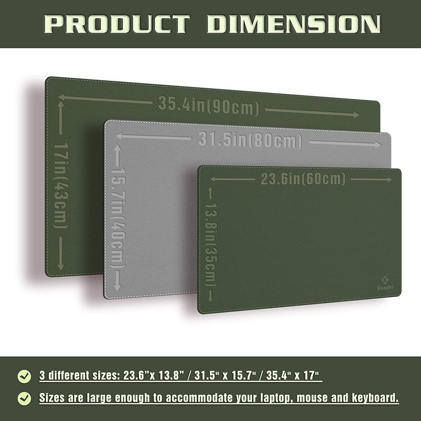 Large Sewing Leather Desk Mat, Desk Pad (Dark Green, 31.5"X15.7") | Mouse and Keyboard Pad, PVC Computer and Laptop Mat, Desktop Protector and Cover, Writing Pad and Blotter for Home Office