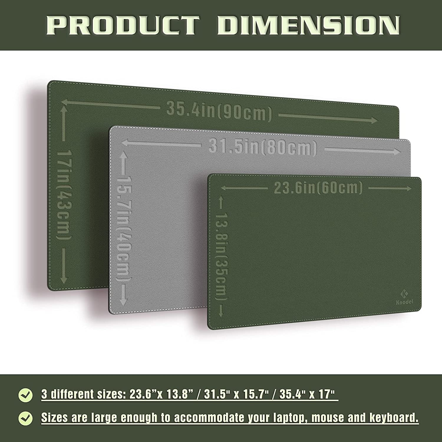 Large Sewing Leather Desk Mat, Desk Pad (Dark Green, 31.5"X15.7") | Mouse and Keyboard Pad, PVC Computer and Laptop Mat, Desktop Protector and Cover, Writing Pad and Blotter for Home Office