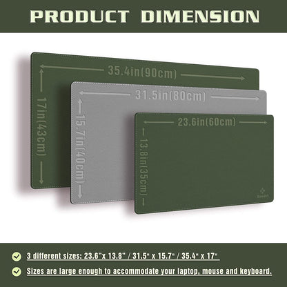 Large Sewing Leather Desk Mat, Desk Pad (Dark Green, 31.5"X15.7") | Mouse and Keyboard Pad, PVC Computer and Laptop Mat, Desktop Protector and Cover, Writing Pad and Blotter for Home Office