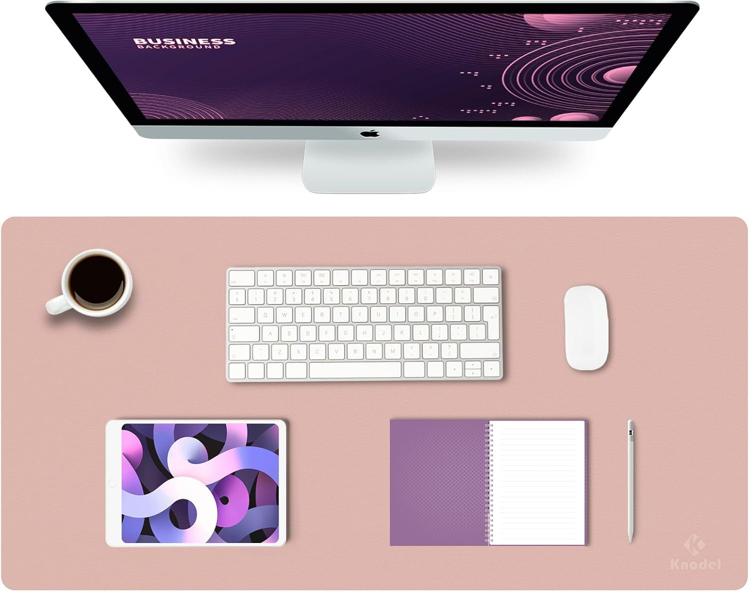 Large Office Desk Mat, Leather Mouse Pad (31.5"X15.7", Pink) | Desk Pad, Keyboard Pad, Computer and Laptop Mat, Desktop Protector and Cover, Writing Pad and Blotter for Home Office