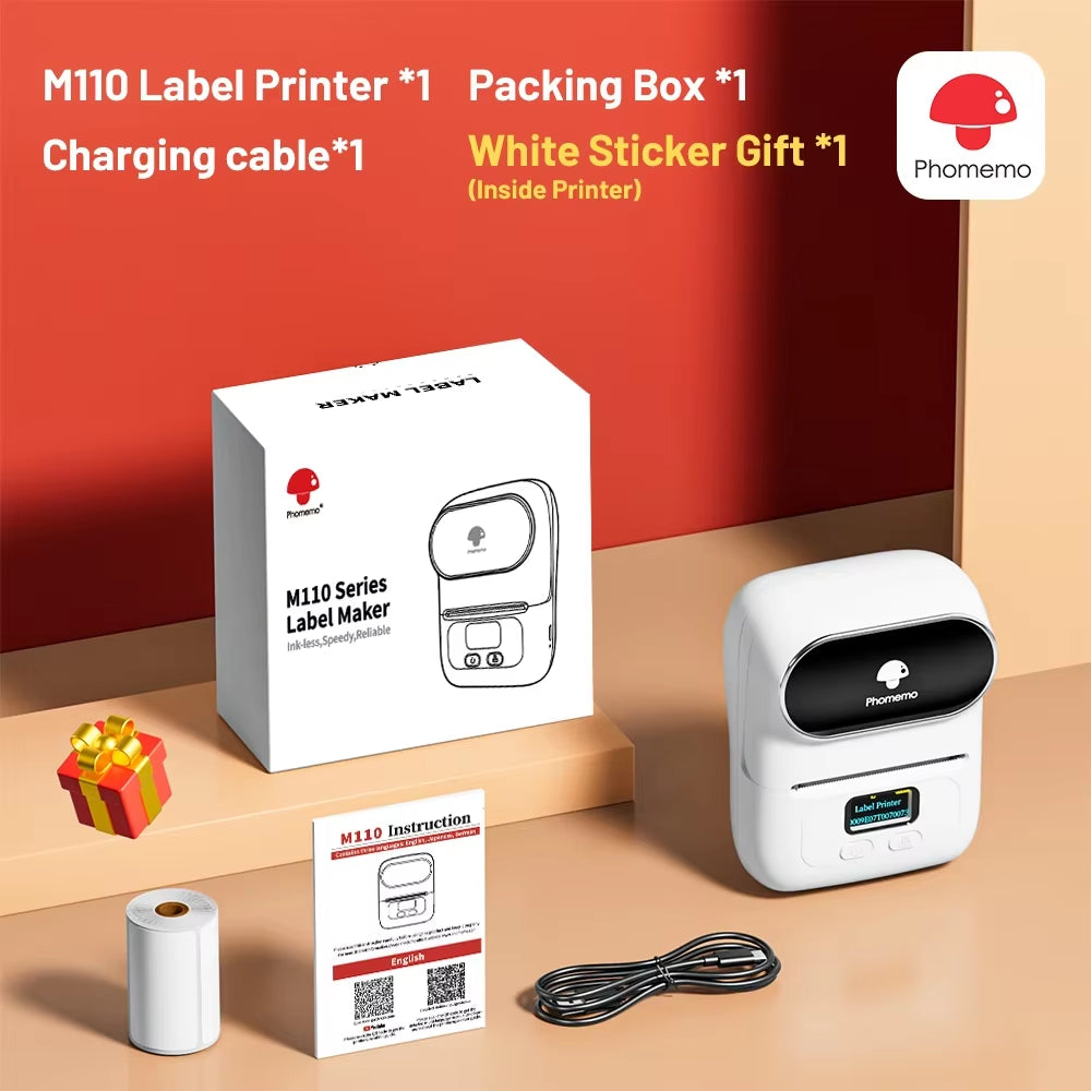 Phomemo M110 Mini Portable Thermal Label Printer - Self-Adhesive Sticker and Price Tag Printer