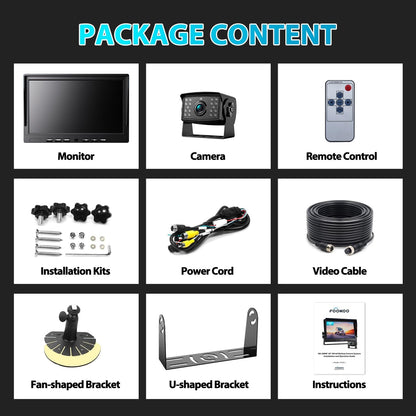 10" HD 1080P Wired Backup Camera with 10" Dual Split Screen Monitor | IP69 Waterproof Rear View Camera Loop Recording Parking Lines Night Vision Easy Install for Truck/Trailer/Rv/Tractor - DY101