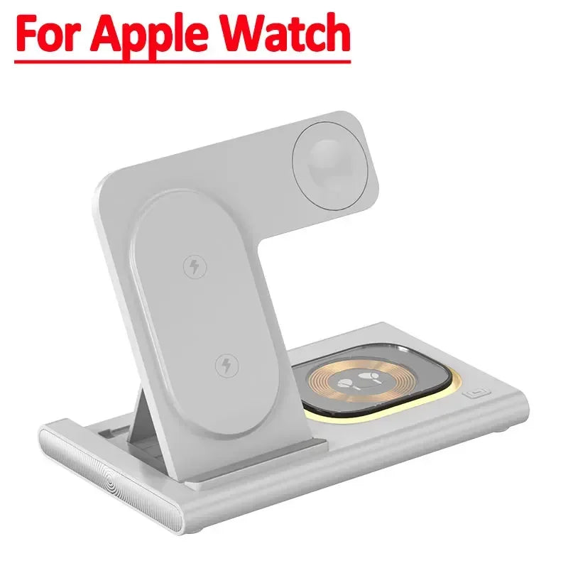 3-in-1 30W Foldable Fast Charging Dock Station for iPhone 15/14/13/12 Pro Max, Apple Watch Series 8/7/6, and AirPods - Wireless Charger