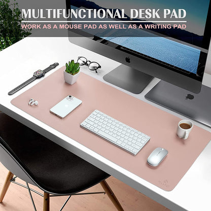 Large Office Desk Mat, Leather Mouse Pad (31.5"X15.7", Pink) | Desk Pad, Keyboard Pad, Computer and Laptop Mat, Desktop Protector and Cover, Writing Pad and Blotter for Home Office