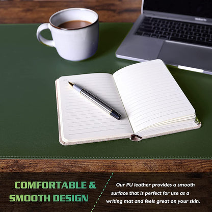 Large Sewing Leather Desk Mat, Desk Pad (Dark Green, 31.5"X15.7") | Mouse and Keyboard Pad, PVC Computer and Laptop Mat, Desktop Protector and Cover, Writing Pad and Blotter for Home Office