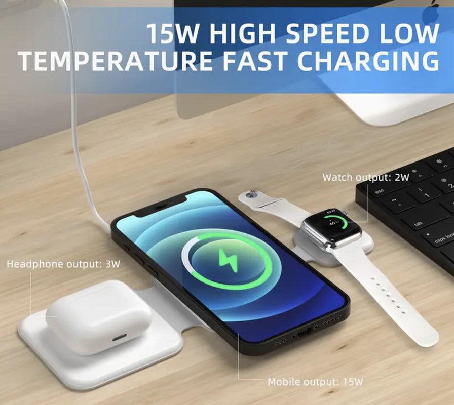 3-in-1 Magnetic Foldable Wireless Charging Station for Multiple Devices