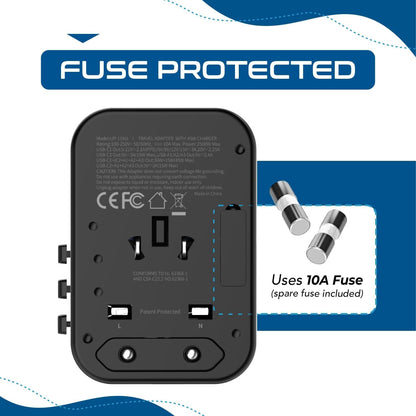 45W Universal Travel Adapter W/ 3 USB-A, 2 USB-C & Universal Input | International Power Adapter, Type A, C, G & I Plugs, Universal Socket for Global Compatibility, PD 45W Fast Charge