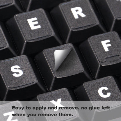 2PCS Universal English Keyboard Stickers, Matte Replacement English Keyboard Stickers with White Font on Black Background for Laptops and Desktops, Keyboard Alphabet Stickers | Replacement English Keyboard Stickers with White Font on Black Background