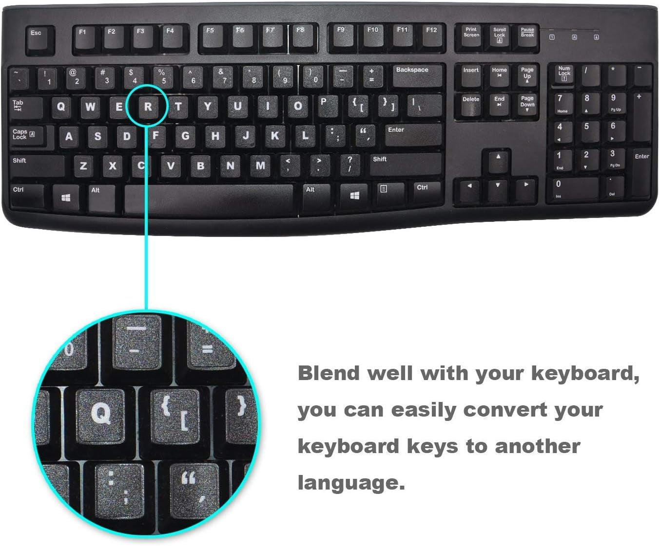 2PCS Universal English Keyboard Stickers, Matte Replacement English Keyboard Stickers with White Font on Black Background for Laptops and Desktops, Keyboard Alphabet Stickers | Replacement English Keyboard Stickers with White Font on Black Background