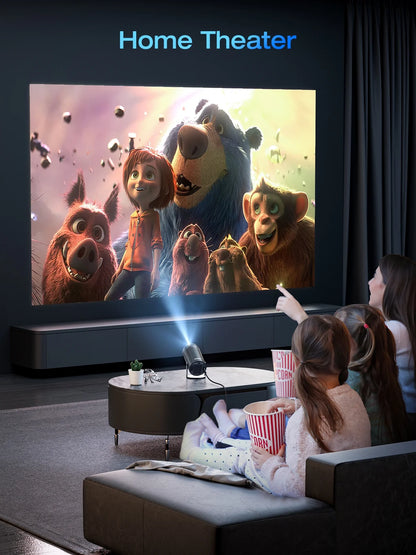 4K 1080P Mini Smart Projector for Movie Projection, Compatible with Phones - Black